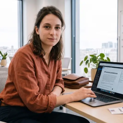Portrait de Camille Lefranc, juriste freelance à Lyon.